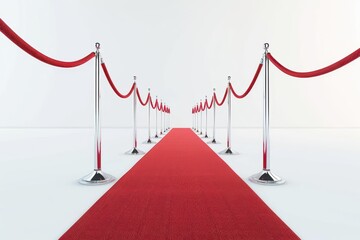 luxurious red carpet isolated on white background vip event or premiere concept 3d illustration