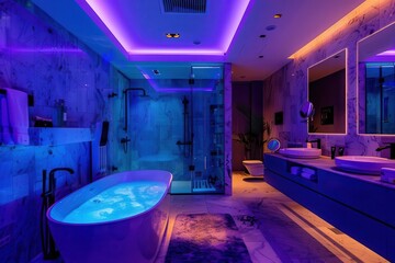 luxurious smart bathroom with voiceactivated fixtures and adaptive mood lighting
