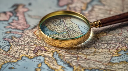 World Map with a Magnifying Glass