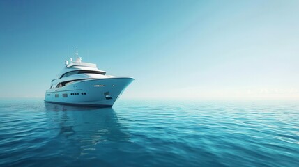 Fototapeta premium luxurious yacht sailing on tranquil blue waters under clear skies 3d illustration
