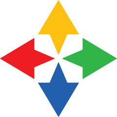 cardinal directions with four colors, red, yellow, green and blue, very suitable for school children's learning