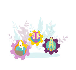 the illustration in style of flat design on the theme of the business, technology, startups.