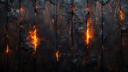 Blackened wood texture with smoldering areas perfect for showcasing spicy and grilled food products with ample copy space