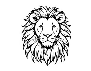 Fototapeta premium Drawing of lion's head, for coloring for example.