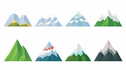 Mountain landscape vector illustration set, collection of mountains in flat design style