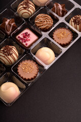 product, photo, box, truffle, dessert, luxury, celebration, texture, gourmet, assortment, candy, assorted, handmade, chocolate, placed, background, shape, design