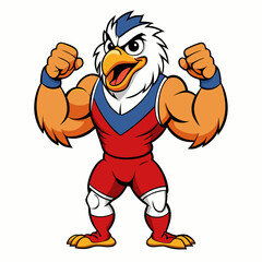 A ferocious angry eagle athlete posing art vector illustration