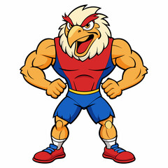 A ferocious angry eagle athlete posing art vector illustration