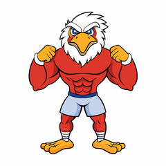 A ferocious angry eagle athlete posing art vector illustration