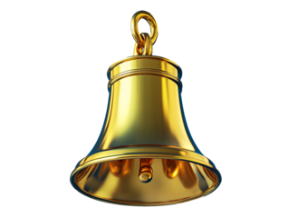 a gold bell on a blue background