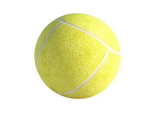 a yellow tennis ball with white lines
