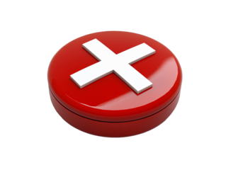 a red circle with a white cross on it