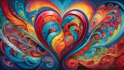 A vibrant colorful abstract heart background texture pattern for digital banner advertisement