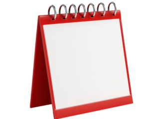 a red and white spiral calendar