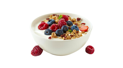  A bowl of creamy yogurt topped with vibrant berry_Transparent background PNG