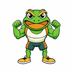 A ferocious angry frog athlete posing art vector illustration