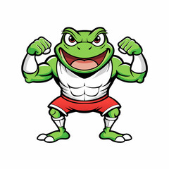 A ferocious angry frog athlete posing art vector illustration