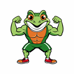 A ferocious angry frog athlete posing art vector illustration