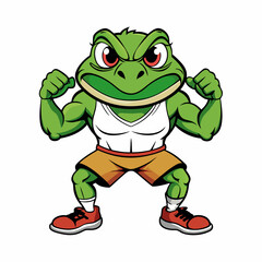 A ferocious angry frog athlete posing art vector illustration