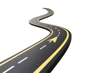 a road with a yellow and white line