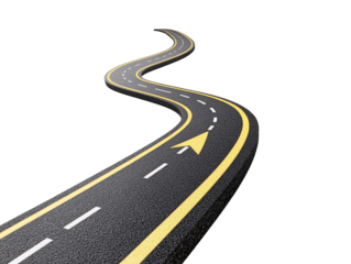 a road with a yellow and white line