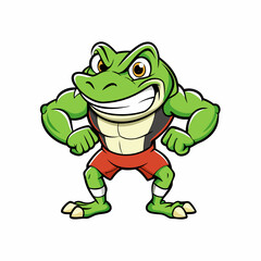A ferocious angry frog athlete posing art vector illustration