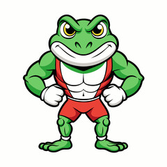 A ferocious angry frog athlete posing art vector illustration