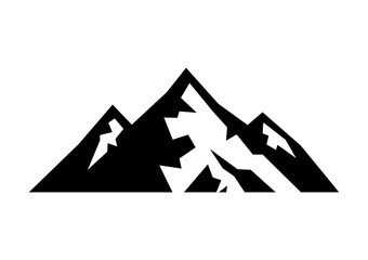 Mountain peaks silhouettes. Isolated rocky mountain. Mountain, rock, hill, peak logos. Vector stock illustration.