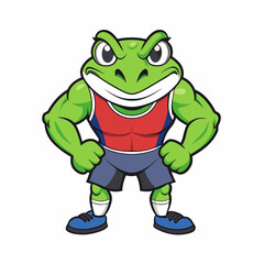 A ferocious angry frog athlete posing art vector illustration