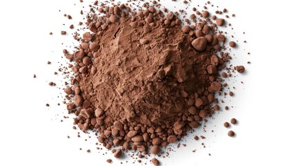 Coffee or chocolate powder on white background png transparent. hyper realistic