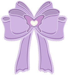 Adorable Coquette Violet Bow Doodle Outline Illustration with pastel color