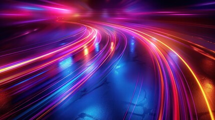 Obraz premium Light lines with blur effect. Futuristic neon light background. Abstract background with amazing neon light effect. 3D abstract neon background.