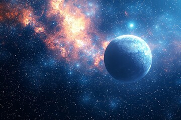 Obraz premium Space cosmic illustration with planets scene created with Generative AI