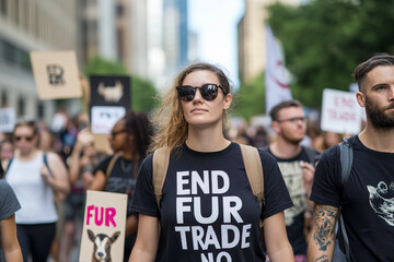 Animal Rights Activists Protesting Against Fur Trade