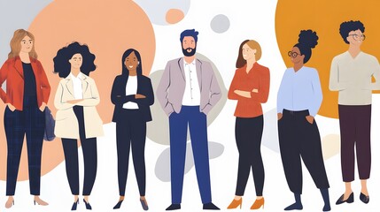 Fototapeta premium A group of diverse people stand together, ready to collaborate.