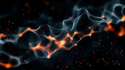 An abstract wave of vibrant colors and ethereal patterns swirling against a dark backdrop, evoking a sense of motion and depth.