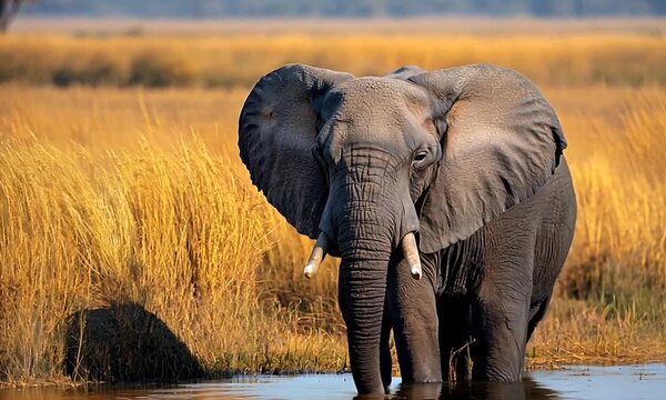 African Elephant in a Waterhole