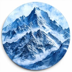 Obraz premium Majestic snow-covered peaks rise under a serene blue sky at dawn in a tranquil mountain landscape