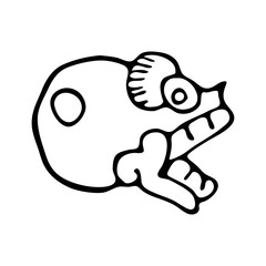 Skull tribal symbol, black and white isolated vector. American style. Aztec style Mexican designs