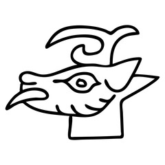 tribal symbol, black and white isolated vector. American style. Aztec animals style Mexican designs