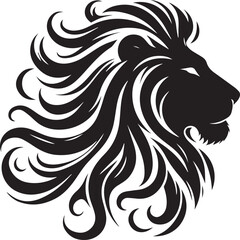 Majestic Lion Silhouette | Black and White Stylized Animal Art & Illustration | High-Contrast Vector Art of a Regal Lion with Flowing Mane - Perfect for T-Shirts, Posters, and Digital Art Projects
