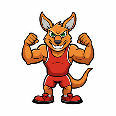 A ferocious angry kangaroo athlete posing art vector illustration