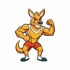 A ferocious angry kangaroo athlete posing art vector illustration