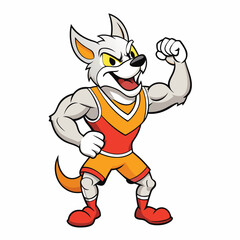 A ferocious angry kangaroo athlete posing art vector illustration