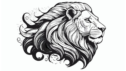 Obraz premium Lion Cat Kitten Head Sketch Style - Animal Face Portrait Feline Mammal Fur 