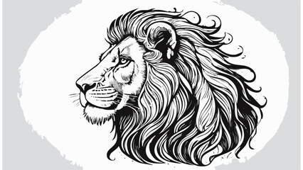 Fototapeta premium Lion Cat Kitten Head Sketch Style - Animal Face Portrait Feline Mammal Fur 