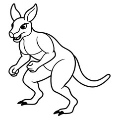 A ferocious angry kangaroo athlete posing line art vector illustration