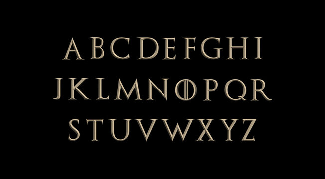 Alfabeto de fantas&iacute;a medieval, letras antiguas, letras listas para logotipos, carteles, folletos y proyectos gr&aacute;ficos