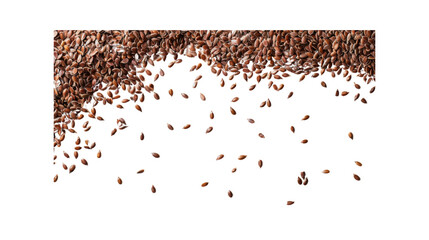 A close-up photograph showcasing brown flax seed_Transparent background PNG