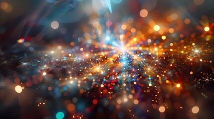 Fototapeta premium A colorful, abstract image with many small dots of different colors. The image has a dreamy, ethereal quality to it, with the colors blending